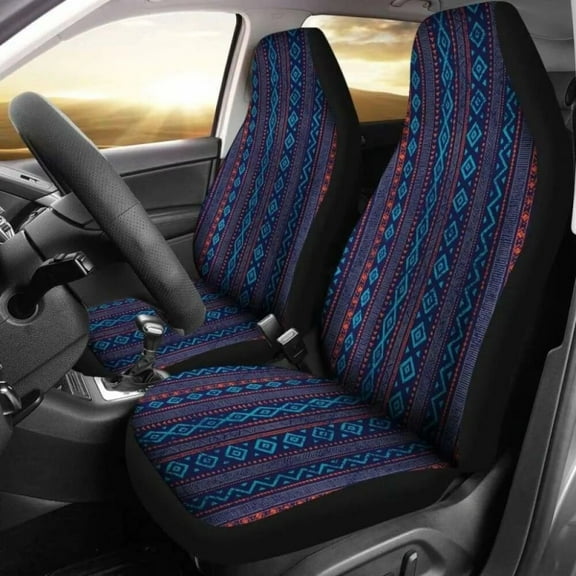 Aztec Blue Car Seat Covers | Give Your Car A Makeover! Pack of 2 Universal Front Seat Protective Cover
