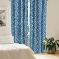 thumbnail image 2 of Ambesonne Paisley Curtains, Raindrops Inspired Art, Pair of 28"x84", Blue and Green, 2 of 5