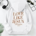 thumbnail image 6 of Arlun Jesus Loves You Hoodies for Girls Kids Letter Printed Graphic Long Sleeve Hooded Sweatshirts Loose Comfortable Christian Religious Pullovers with Pocket White 9-10Years, 6 of 8