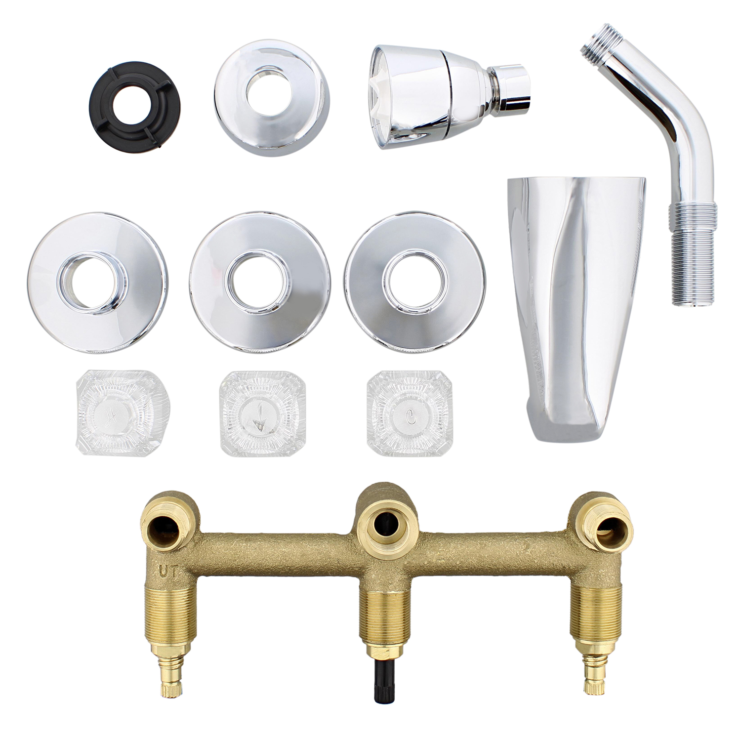 Empire Faucets Tub Spout - 3 Handle Bathtub Faucet with Shower Diverter
