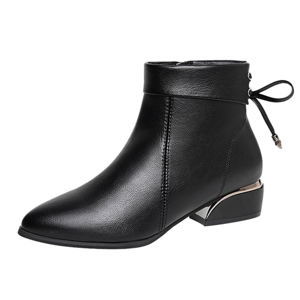 NECHOLOGY Botas Mujer Adulto Femenino Zapatos Botines de mujer Botas de de tacón cuadrado con cremallera lateral de cuero de color sólido de estilo británico para mujer (Black, 8.5)