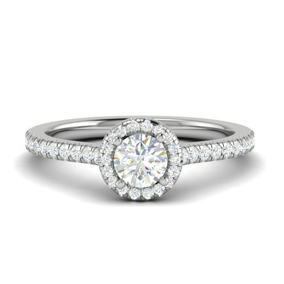 Certified Moissanite Halo Ring | Sterling Silver | Affordable Engagement Ring for Women