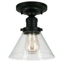 Design House Augustin 7.88 in. W 1-Light Matte Black Semi-Flush Mount Ceiling Light