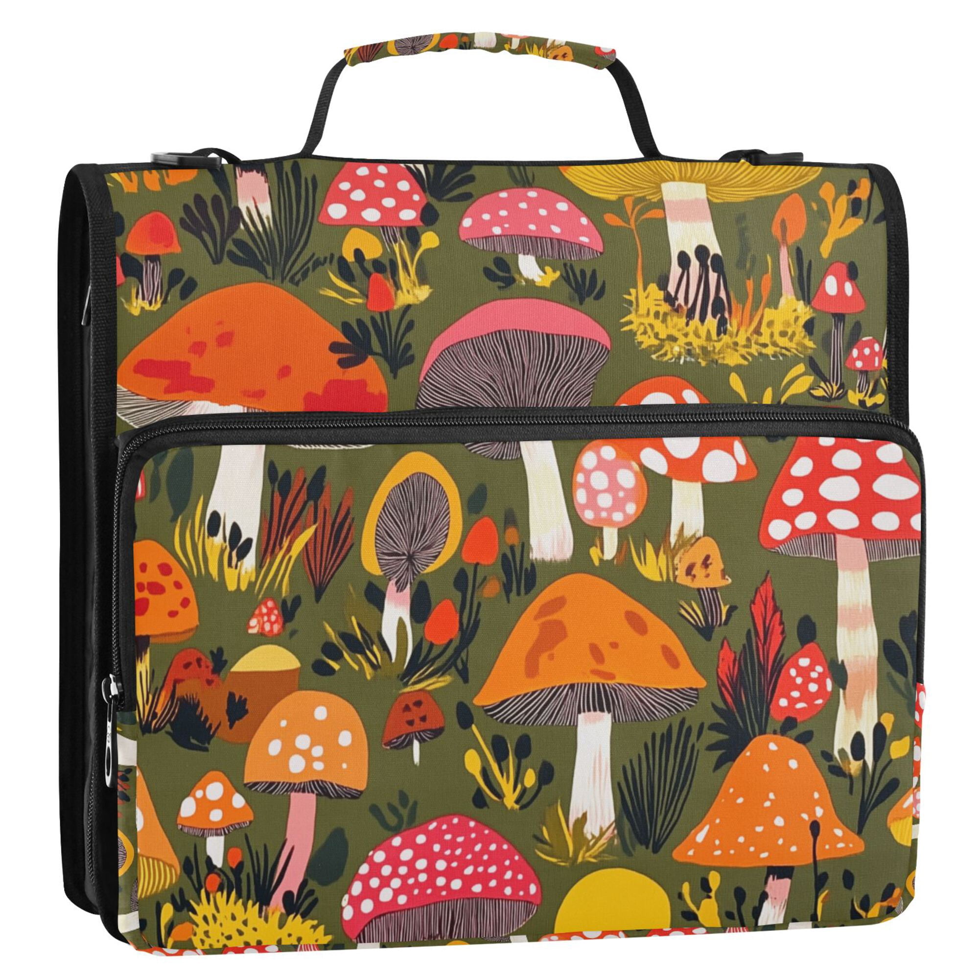 FORMRS Zipper Binder with Shoulder Strap 2-inch Ring 500 Sheet Capacity File Bag, Vibrant Mushroom