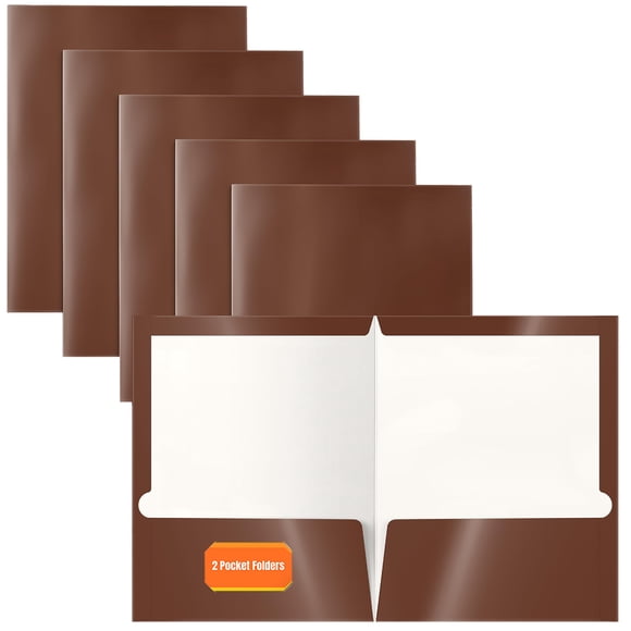 Better Office Products Carpetas de papel marrón laminado brillante con 2 bolsillos, caja de 25 carteras de papel marrón tamaño carta