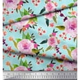 thumbnail image 3 of Soimoi Polyester Crepe Fabric Flower & Leaves Watercolor Fabric Prints by Yard 52 Inch Wide, 3 of 3