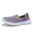 thumbnail image 1 of XIHAHA, zapatos planos informales para mujer, zapatos tejidos, suela suave, zapatos sin cordones, cómodos mocasines con entramado Colorblock, 1 of 5