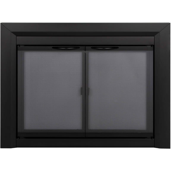 Carlisle Black Cabinet-Style Fireplace Doors with Smoke Tempered Glass- Large