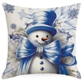 thumbnail image 5 of Juego de 4 fundas de almohada navideñas de Papá Noel, retro, felices fiestas, copos de nieve, lino, suave, lavable, para interior, sofá, sala de estar, 5 of 5