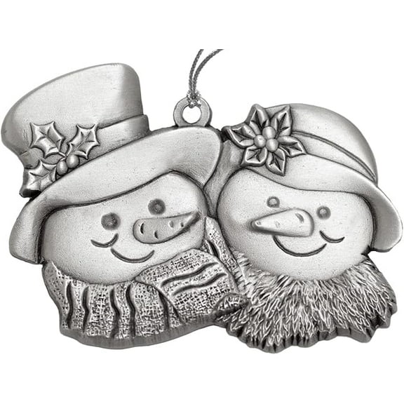 Indiana Metal Craft Snow Couple Pewter Christmas Tree Xmas Decoration Ornament Made in USA