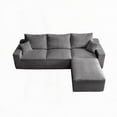 thumbnail image 3 of Modern Grey Corduroy L-Shaped Sectional Sofa 110cm with Full-Compression Technology, 3 of 12