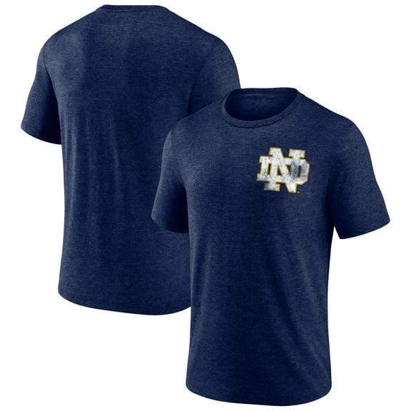 Men's Navy Notre Dame Fighting Irish Left Distressed Logo Tri-Blend T-Shirt