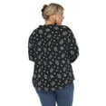 thumbnail image 3 of White Mark Women's Plus Size Pleated 3/4 Sleeve Leaf Print Blouse, 3 of 5