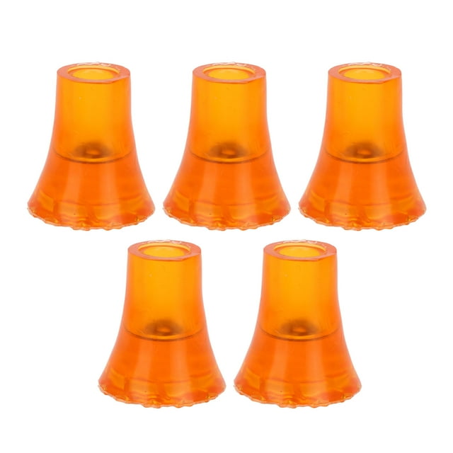 5 puntas de repuesto para muletas de 19 mm, suaves y gruesas, de goma, color naranja.