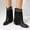 Black, variant on Bnwani Women Boots Footwear Fall Winter Fashion Toe Mid-Heel Thick Chunky Ankle Versatile Comfortable Casual Western Tassel Boot Black Size 5.5