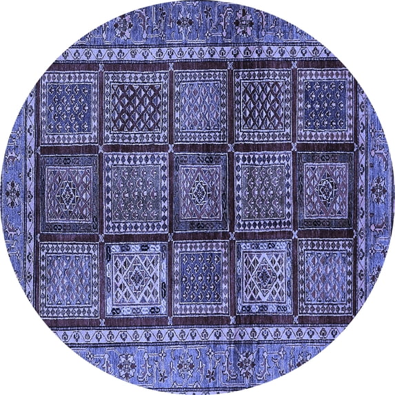 Ahgly Company Indoor Round Abstract Blue Modern Area Rugs, 5' Round