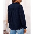 thumbnail image 2 of Blusa para Mujer PRETTYGARDEN Azul Marino Manga Abullonada Encaje XXL, 2 of 6
