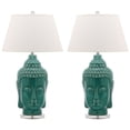 thumbnail image 2 of SAFAVIEH Serenity 31 in. H Buddha Head Table Lamp, Blue, Set of 2, 2 of 7