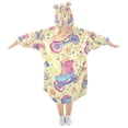 thumbnail image 2 of FORMRS Wearable Blanket Hoodie with Sleeves for Kids Cozy Flannel Sweatshirt, Neon Skates, 2 of 7