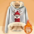 thumbnail image 2 of Telankuip Sherpa Lined Christmas Hoodies for Women Fall Winter Cute Xmas Elk Graphic Print Long Sleeve Pullover Sweatshirts Oversized Thick Warm Comfy Casual Tops Light Gray XL, 2 of 3