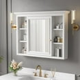 thumbnail image 5 of ANGELES HOME 40" x 30" Wall Mount Medicine Cabinet with Double-Side Mirrors,  Bathroom Mirrored Cabinet Storage Organizer with 1 Soft-Close Door and 6 Solid Wood Shelves, White, 5 of 9