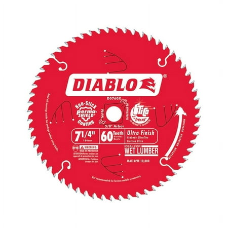 Diablo 7-1/4 in. Dia. x 5/8 in. Carbide Tip Titanium Circular Saw Blade 60 teeth 1 pc.