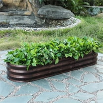 LuxenHome 5.5-Ft Oval Brown Galvanized Raised Garden Bed Planter Box Outdoor Steel Planting Bed