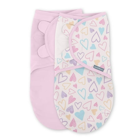 SwaddleMe by Ingenuity Original Swaddle for Baby, 100% Cotton, Improves Sleep & Calms Startle Reflex, 0-3 Months, 1.0 TOG, 2-Pack - I Heart You