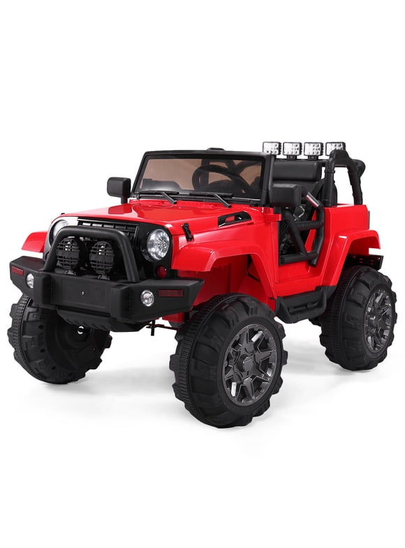 TOBBI 12V Kids Ride on Toys Electric Battry Powered Ride-On Truck Car W/ Remote Control, Music, LED Lights, MP3,Spring Suspension, Red