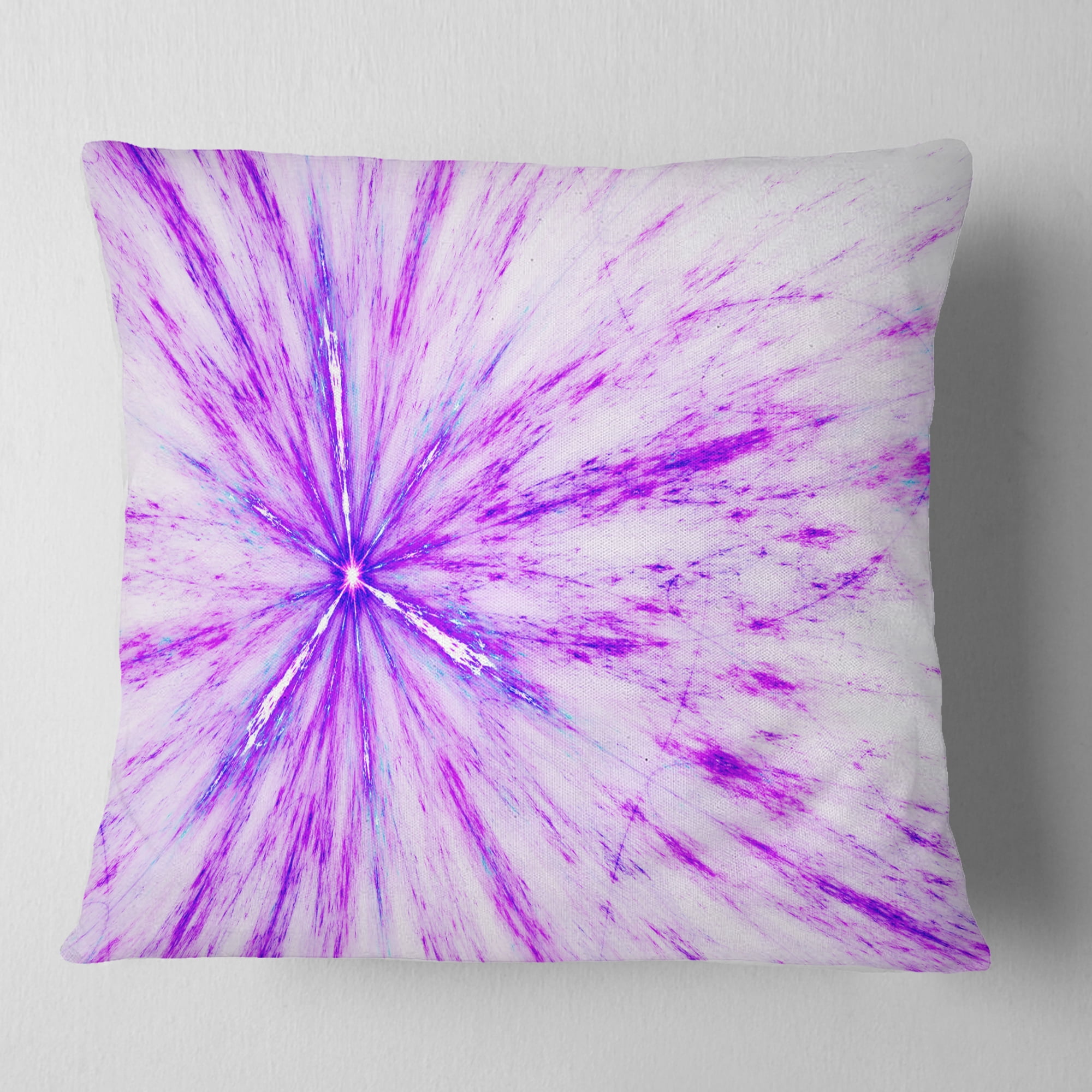 Designart Purple Flash of Supernova - Abstract Throw Pillow - 18x18
