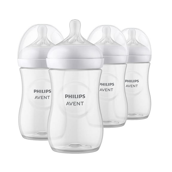 Philips AVENT Natural Baby Bottle with Natural Response Nipple, Clear, 9oz, 4pk, SCY903/04 9 ounces (4 Pack) Clear