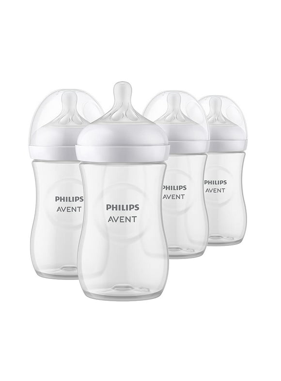 Philips AVENT Natural Baby Bottle with Natural Response Nipple, Clear, 9oz, 4pk, SCY903/04 9 ounces (4 Pack) Clear