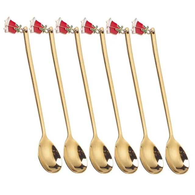Cucharas de Feliz Navidad, vajilla de fiesta de Navidad, adornos navideños para el hogar, decoración de mesa, 6 piezas, 2024, 2023