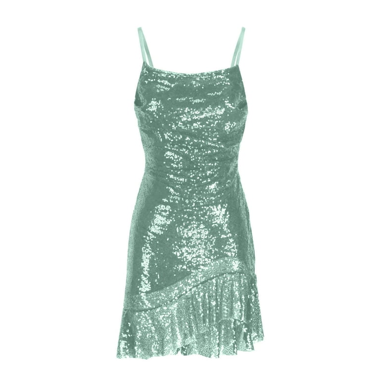 CFLVAEK Sequin Dress for Women Cocktail Party Spaghetti Strap Bodycon Dresses Sparkly Glitter Sleeveless Mini Dress Ruffled Hem Dance Dress Mint Green M - Walmart.com CFLVAEK Sequin Dress for Women Cocktail Party Spaghetti Strap Bodycon Dresses Sparkly Glitter Sleeveless Mini Dress Ruffled Hem Dance Dress Mint Green M - Walmart.com
