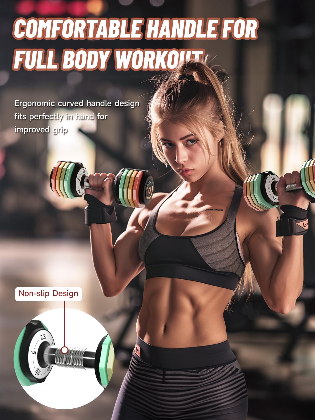 Adjustable Dumbbells Set 12.5lb Pair  1-sec Fast 5 Free Weights Comfort Non-slip Metal Handle Compact Size For Full Body Home Workout
