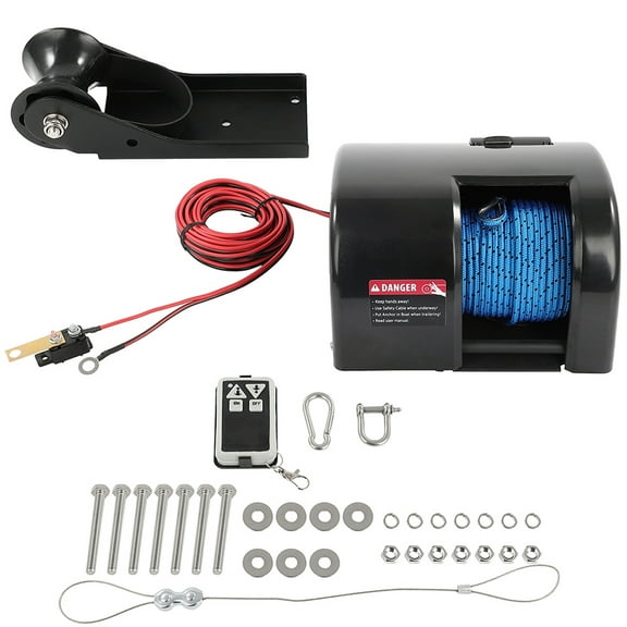 SCITOO 25 LBS Saltwater Boat Electric Anchor Winch With Remote Wireless Control Marine Black Features a High-Efficiency 12-Volt DC All Steel Gear Motor