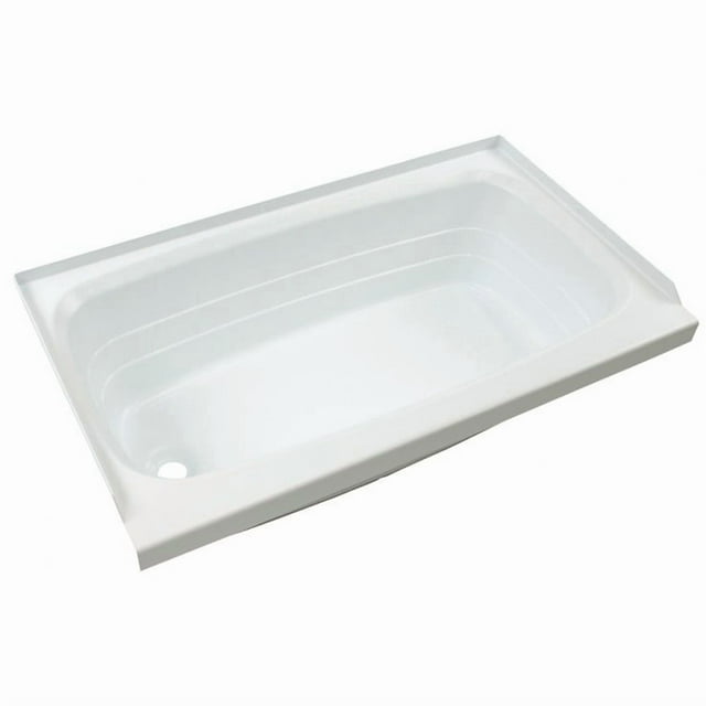 Lippert Components Bathtub 209673 Better Bath; Standard Tub; 24 Inch x 40 Inch; With Threshold; Without Seat; Smooth Floor Surface; Left Hand Drain; White; ABS