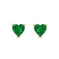 thumbnail image 3 of 1.5 Ct Heart Cut Studs Green Emerald 18K Yellow Solid Solid Gold Everyday Dainty Earrings Screw Back, 3 of 7