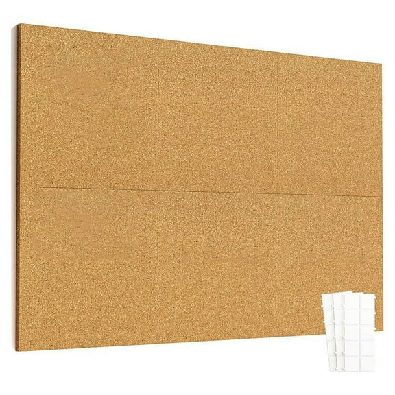 12inch x 12inch Cork Tiles, 6 Pack Cork Boards for Wall
