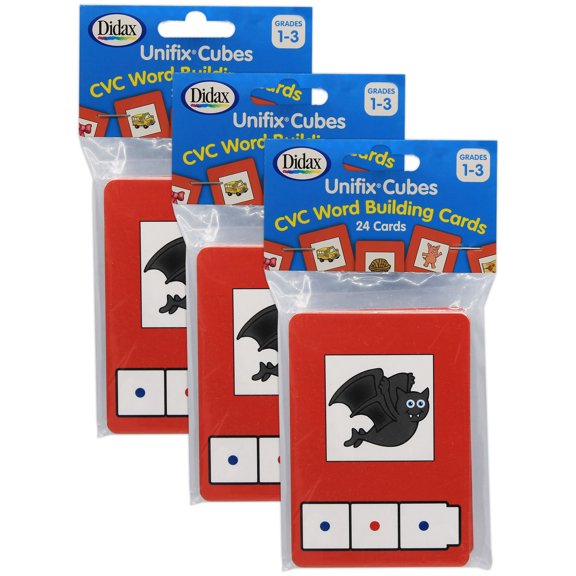 Didax CVC Word Building Cards, 24 Cards Per Pack, 3 Packs
