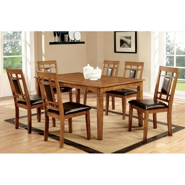 Bowery Hill 7 Piece Dining Set In Light, Light Oak Dining Chairs Set Of 4