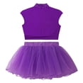 thumbnail image 4 of Alvivi Kids Girls Shiny Ballet Dance Outfits Gymnastic Shirt Crop Top and Tutu Skirt Bllerina Costume Purple 10, 4 of 7
