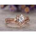 thumbnail image 3 of JeenMata Affordable 2 Carat Round cut created morganite and Moissanite Bridal Wedding Ring Set with Engagement Ring and Wedding Band in 18k Gold Over Silver, 3 of 6