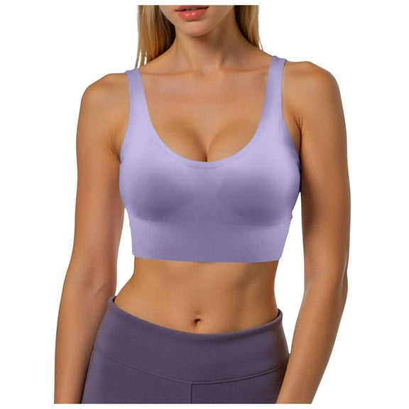 vigerkar Women's Seamless Sports Style Bra Crop Top Full-Coverage Everyday Vest Bra Light Purple, L