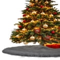 thumbnail image 4 of FabricLA Dark Grey Faux Fur Tree Skirt Cut - 30-Inches with Rounded Edges (No Backing) for Christmas, 4 of 8