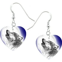 Body Candy Stainless Steel Heart Moon Howling Wolf Earrings