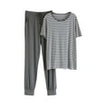 thumbnail image 3 of Juslio Pajamas for Men Short Sleeve Fashion Crewneck Tops and Pants Homewear 2 Piece Matching Pajamas Sets XL, 3 of 3