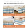 thumbnail image 5 of Vintage Bed Skirt King Size 18" Drop Farmhouse Blue Beige Wood Grain Country Style Ruffled Wrap Around Bed Skirts Adjustable Elastic Bedskirt Dust Ruffle for King Size Bed, 5 of 7
