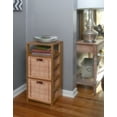thumbnail image 2 of Regency Flip Flop 34 in Square Folding Bookcase with Wicker Storage Baskets- Medium Oak/Natural, 2 of 8