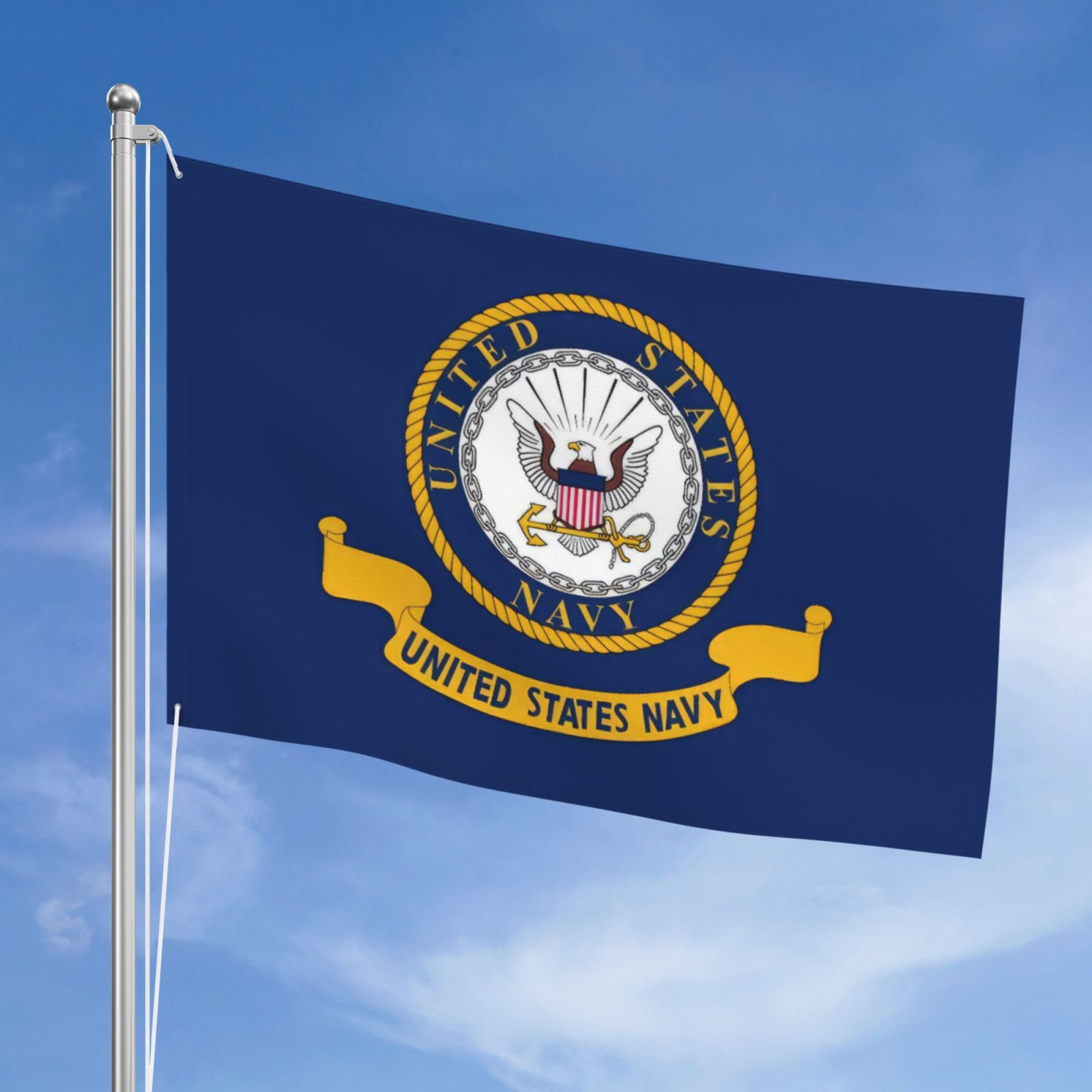US Navy Flag 3x5 FT Outdoor 3Ply Double Sided US American Navy Flags USA Army Military Flags Navy Naval Military Flags United State Navy Flags Banner 2 Brass Grommets US Navy Decor Outside Indoor